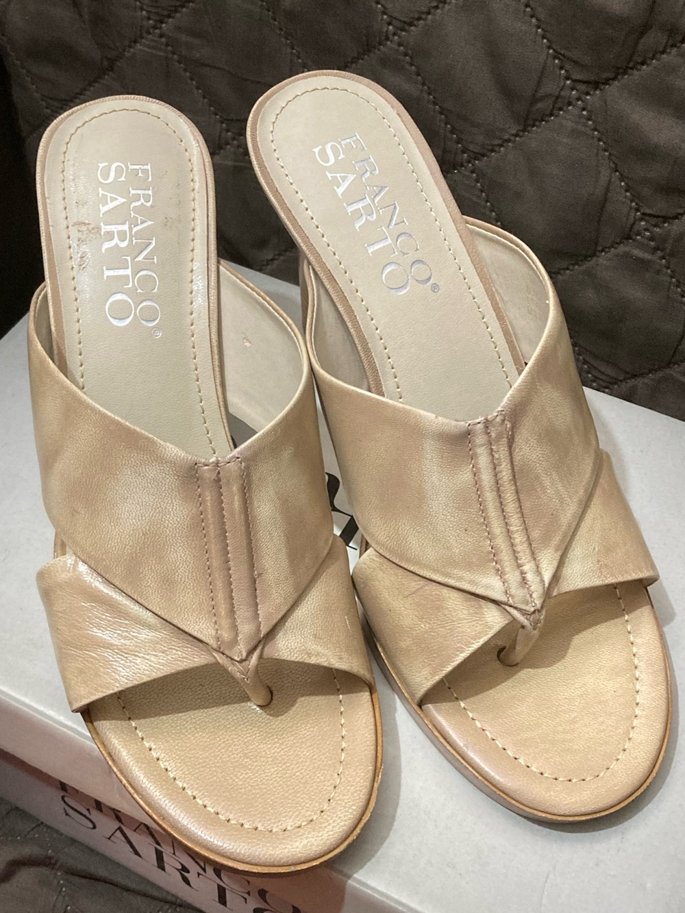 NEW Vintage Y2K Franco Sarto Genuine Leather Sandals High Heels - Size 8